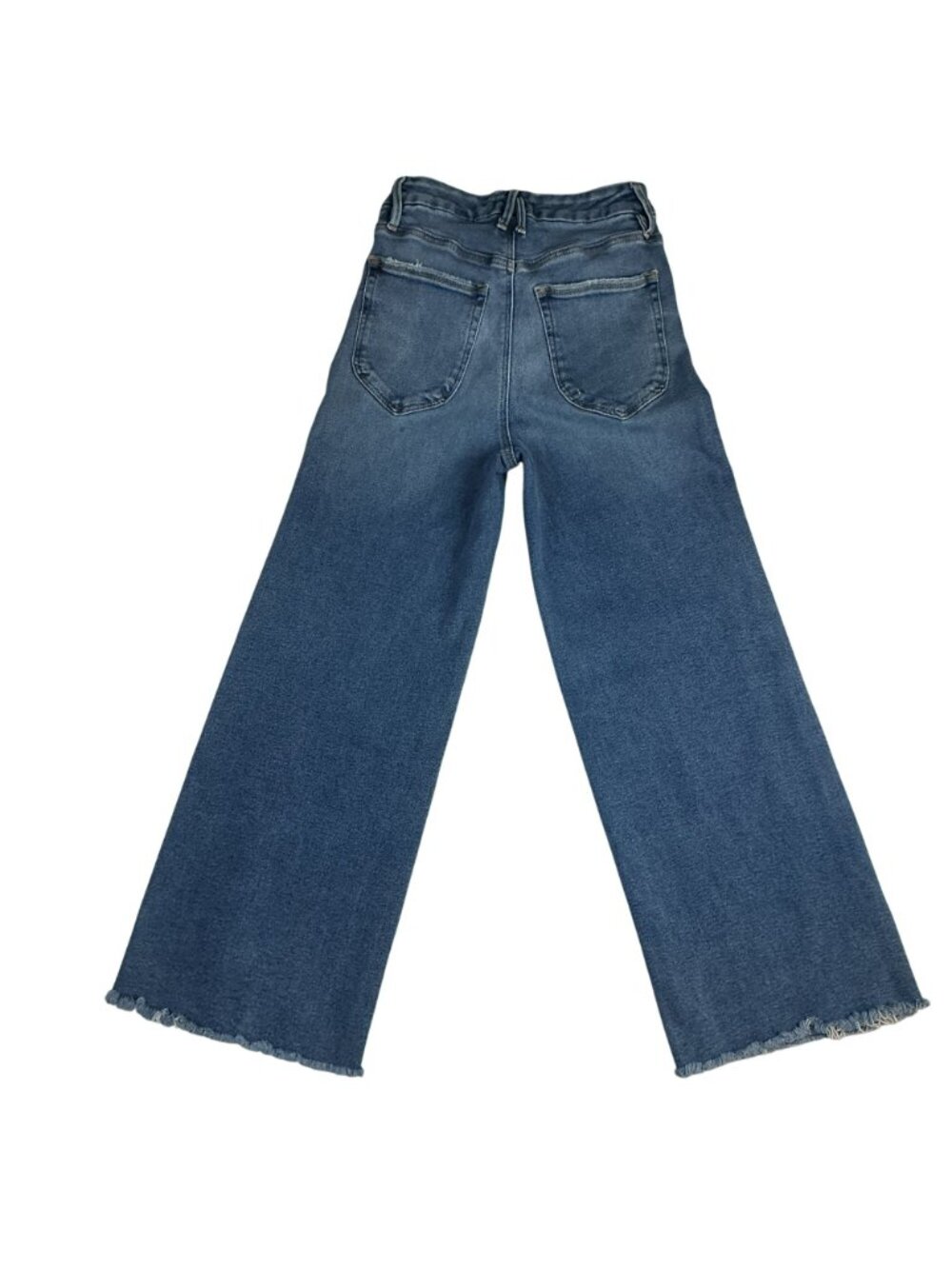 Good American Cropped Palazzo Wide Leg Raw Hem Jeans Womens 2 / 26 Blue Denim - Picture 5 of 11